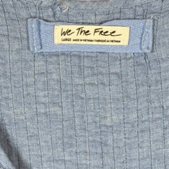 We The Free, FREE PEOPLE Sand Dune Henley Top, Blouse, Blue, Size Medium - Picture 8 of 9